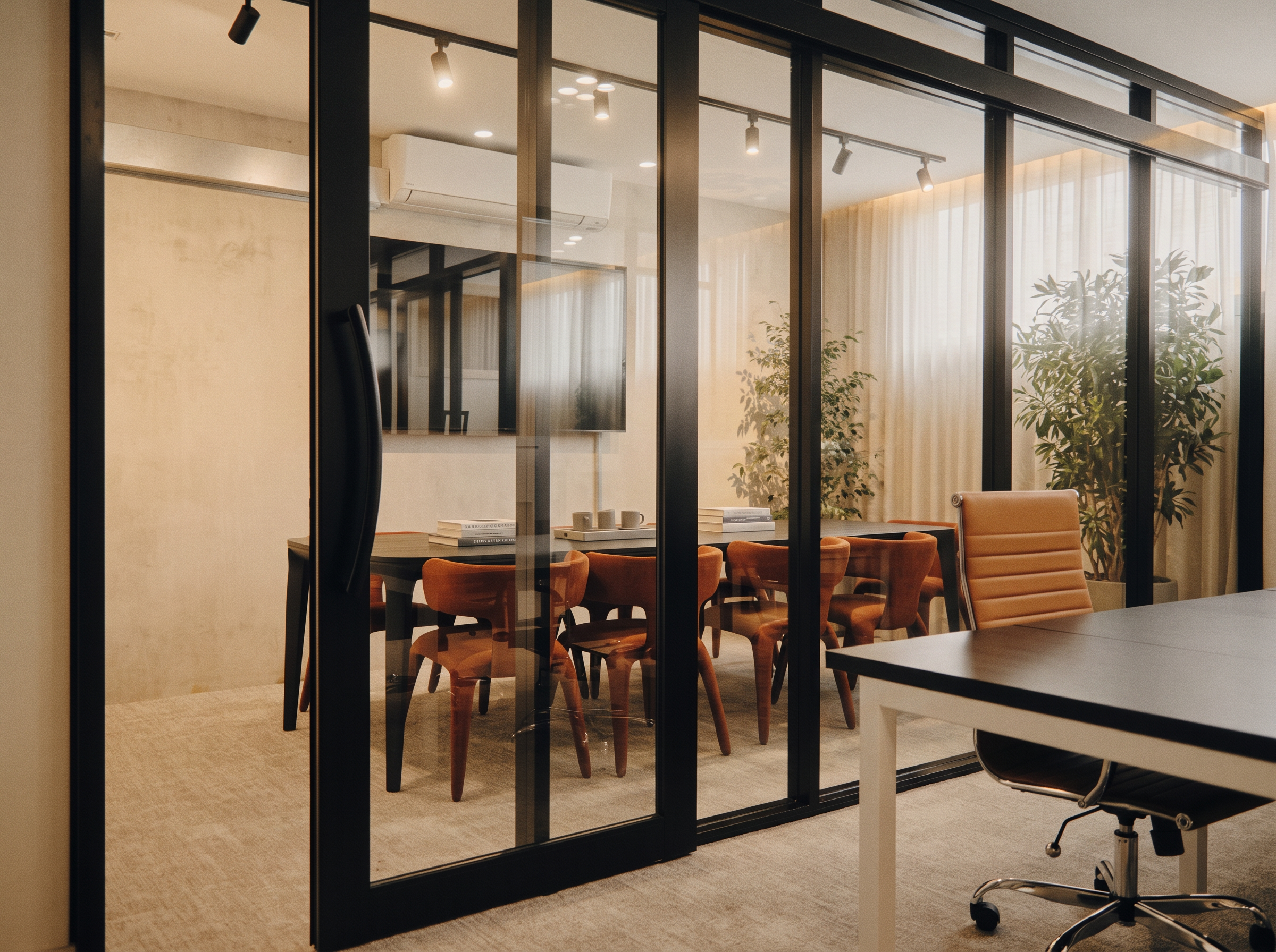 Boardroom No. 4 — Double-glazed acoustic partitions · Stacking doors